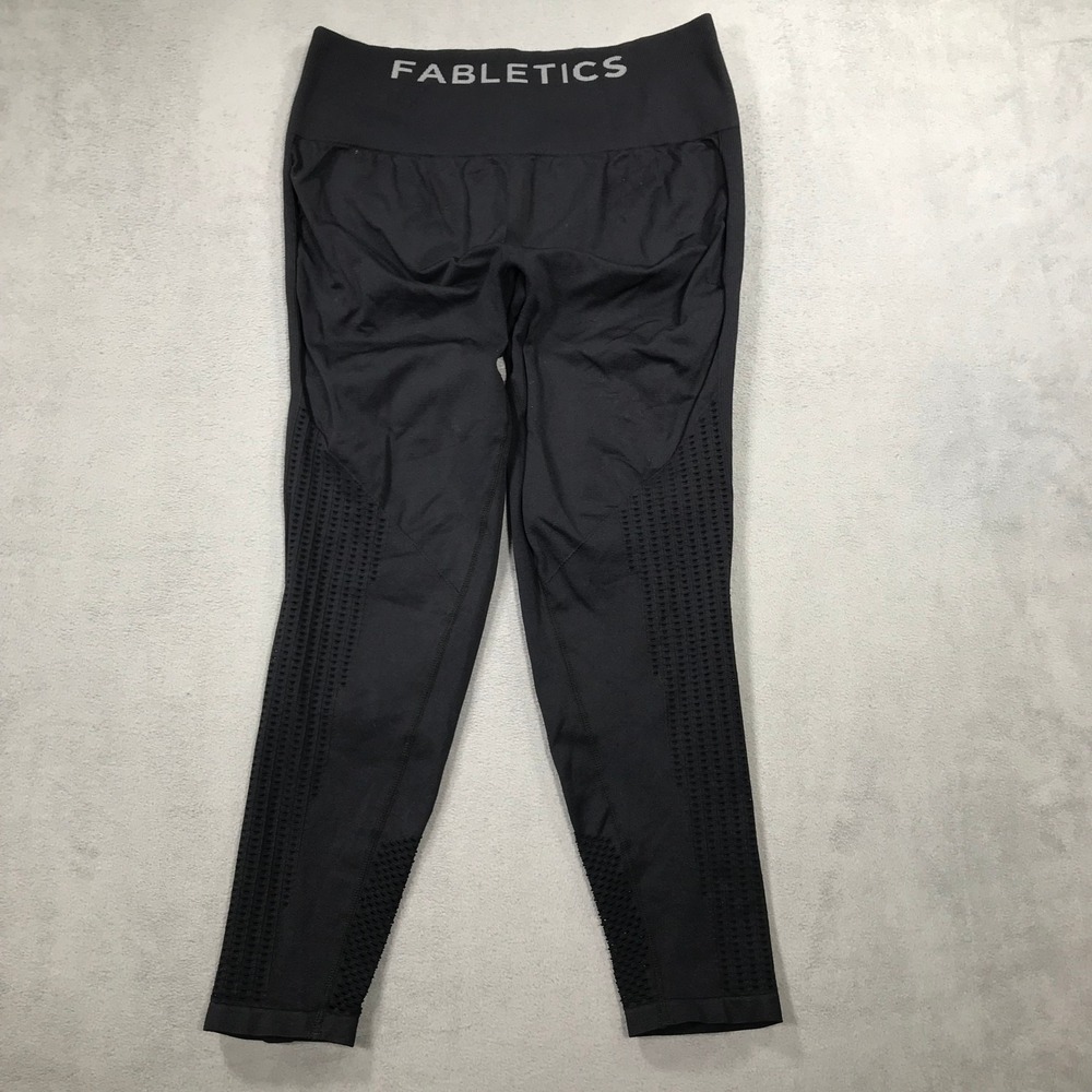Fabletics Leggings Womens Large Black Seamless Perforated Mesh Stretch